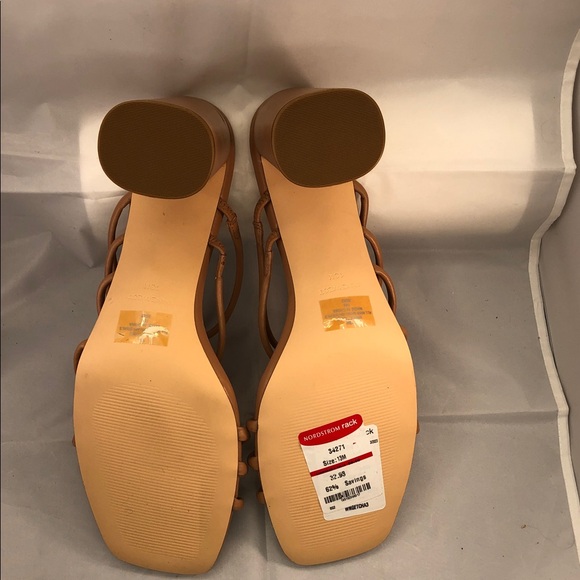 Nine West Cognac Multi-Strap Square-Toe Slide Heels - Picture 4 of 5